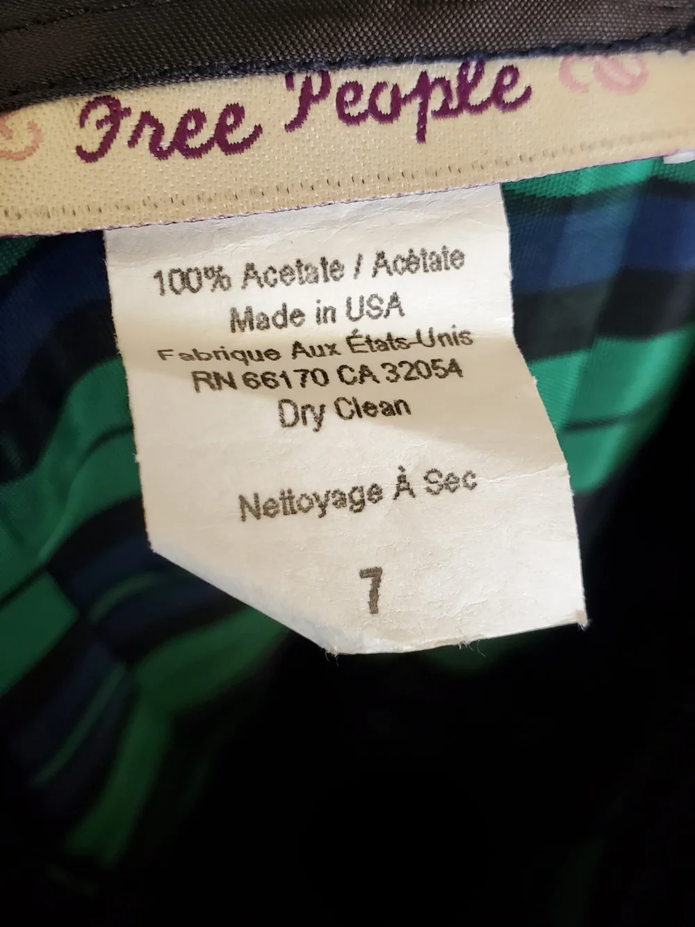 Free People Vintage  Plaid Pleated Skirt Size 7